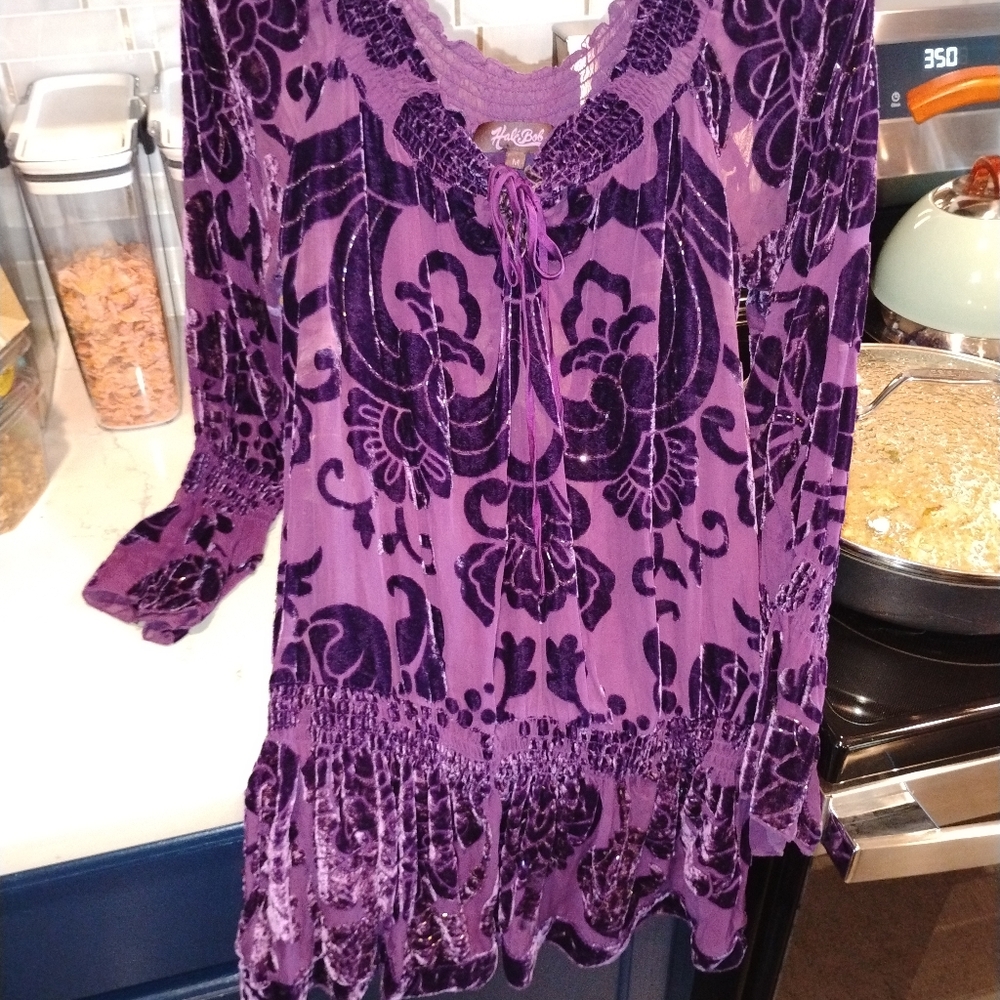 Hale Bob Purple Velvet Blouse - Picture 3 of 5